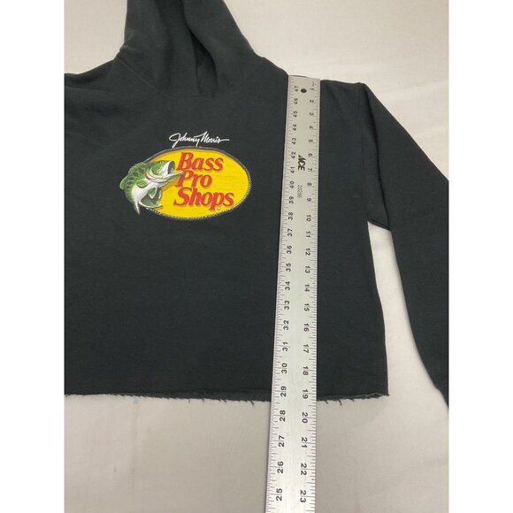 Bass Pro Shops Black Cropped Hoodie S/P With Yellow & Red Logo Graphic - Picture 6 of 8